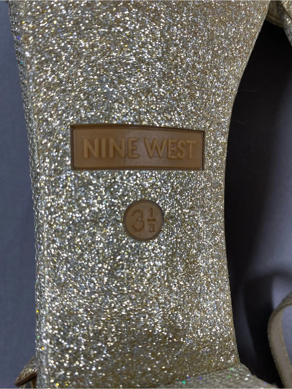 Nine West Gold Glitter Open-Toe Ankle Strap Sandals